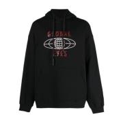 Zwarte hoodie met Globalies grafische print 44 Label Group , Black , H...