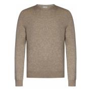 Bruine Cashmere Gebreide Crewneck Sweater Malo , Beige , Heren