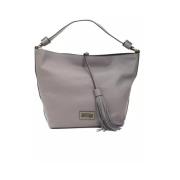 Elegante Grijze Leren Schoudertas Pompei Donatella , Gray , Unisex