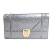 Pre-owned Leather wallets Dior Vintage , Gray , Dames