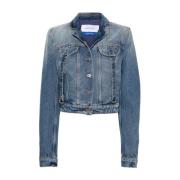 Vintage Denim Cargo Jack Off White , Blue , Dames