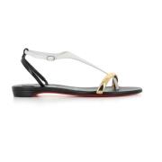 Zwart en wit leren sandalen Christian Louboutin , White , Dames