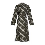 Geruite Patroon Trenchcoat Burberry , Green , Dames