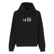 Zwarte Katoenen Hoodie met Logoprint Dsquared2 , Black , Heren