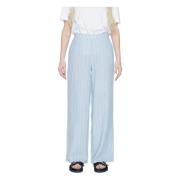 Wijde Gestreepte Linnen Palazzo Broek Vero Moda , Blue , Dames