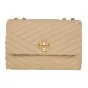 Bruine Chevron Gewatteerde Schoudertas Tory Burch , Beige , Dames