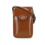 Bruin Leren Telefoonhoesje Tory Burch , Brown , Dames