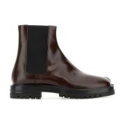 Burgundy Leren Chelsea Enkellaarzen Maison Margiela , Red , Heren