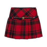 Tartan Geplooide Mini Rok Wikkel Sluiting Elisabetta Franchi , Red , D...