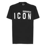 Zwart T-shirt met Logo Print Dsquared2 , Black , Heren