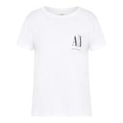 Dames T-shirt collectie 100% katoen Armani Exchange , White , Dames