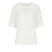 Witte Kant Top Vrouw Ronde Hals Jil Sander , White , Dames