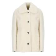 Ivoor Bont Kraag Jas Jil Sander , Beige , Dames