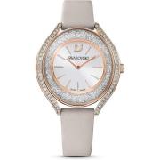 Crystalline Aura Leren Horloge, Grijs, Roségoud Swarovski , Multicolor...