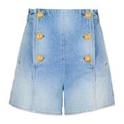 Denim shorts met knopen Balmain , Blue , Dames