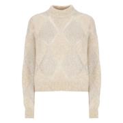 Paillet Wol Mohair Trui Vrouw Brunello Cucinelli , Beige , Dames