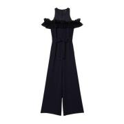 Zwarte Jumpsuit met Tule Ruche Actitude , Black , Dames