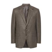 Multicolor Wol Blazer Reverskraag Canali , Brown , Heren