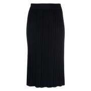 Navy Blue Wool Pleated Midi Skirt Thom Browne , Blue , Dames