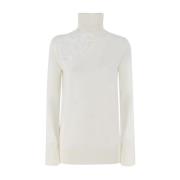 Bloemen Kant Turtleneck Jumper Ermanno Scervino , Beige , Dames