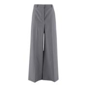 Wol Hoge Taille Wijde Pijp Broek Stella McCartney , Gray , Dames