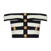 Gestreept patroon top Balmain , Black , Dames