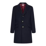 Navy Blue Cashmere Coat Brunello Cucinelli , Blue , Heren