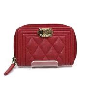 Pre-owned Leather wallets Chanel Vintage , Red , Dames