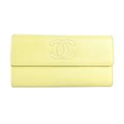 Pre-owned Leather wallets Chanel Vintage , Yellow , Dames