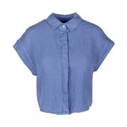 Lichtblauwe Linnen Crop Shirt Alessia Santi , Blue , Dames