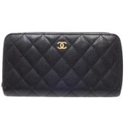 Pre-owned Leather wallets Chanel Vintage , Black , Dames