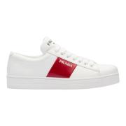 Rood Leren Sneakers Nieuw Met Doos Prada , White , Dames