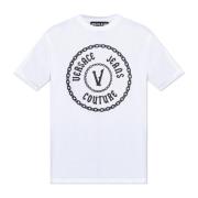 T-shirt met logo Versace Jeans Couture , White , Heren