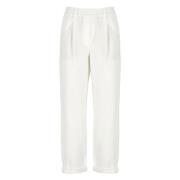 Witte Katoenmix Elastische Taillebroek Brunello Cucinelli , White , Da...