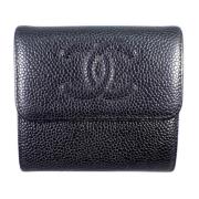 Pre-owned Leather wallets Chanel Vintage , Black , Dames