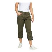 Khaki Broek met Gerimpelde Zoom 2-Biz , Green , Dames