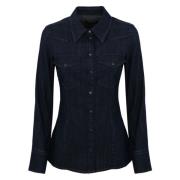 Denim Overhemd Lange Mouw Knoopsluiting Dondup , Blue , Dames