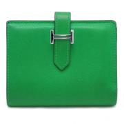 Pre-owned Leather wallets Hermès Vintage , Green , Dames