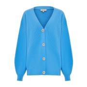 Blauwe V-hals Vest Cesare Gaspari , Blue , Dames