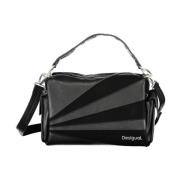 Zwarte handtas met meerdere zakken en logo Desigual , Black , Dames