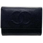 Pre-owned Leather wallets Chanel Vintage , Black , Dames