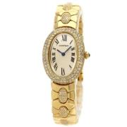 Pre-owned Yellow Gold watches Cartier Vintage , White , Dames