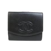 Pre-owned Leather wallets Chanel Vintage , Black , Dames