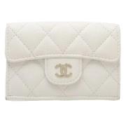 Pre-owned Leather wallets Chanel Vintage , White , Dames