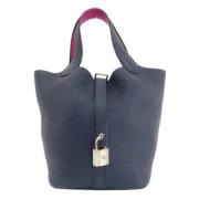 Pre-owned Leather handbags Hermès Vintage , Blue , Dames