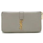 Pre-owned Leather wallets Yves Saint Laurent Vintage , Gray , Dames