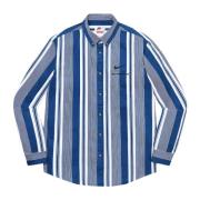 Blauw Gestreept Limited Edition Katoenen Twill Shirt Nike , Blue , Her...