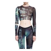 Gedrukte Mesh Longsleeve Crop Top Jean Paul Gaultier , Multicolor , Da...