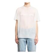 Doorschijnende Logo Tee Helmut Lang , White , Heren