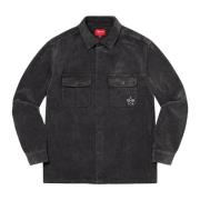 Zwarte Corduroy Shirt met Zakken Supreme , Black , Heren